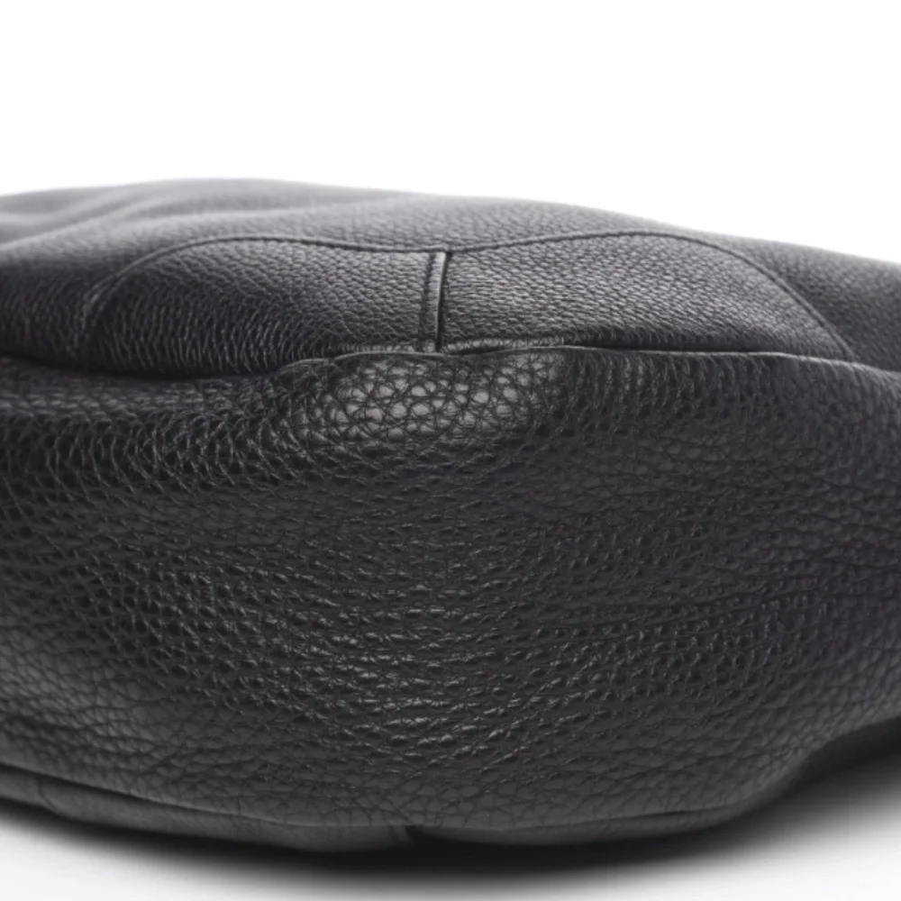 PRADA Vitello Daino Hobo in Black Leather with Silver Hardware